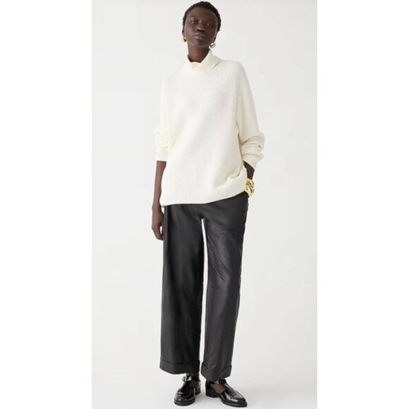 J CREW Ivory Sz Small Cotton & Cashmere Blend Roomy Turtleneck Tunic Sweater - Picture 1 of 8
